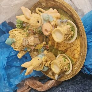Charming Bunny Tea Set with Bakery Scene